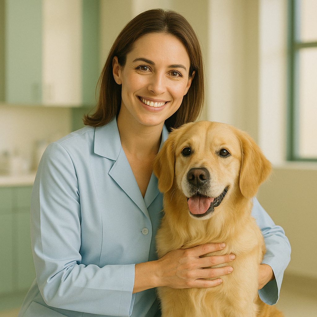 Veterinarian with a dog